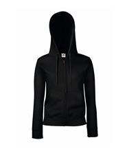 Picture of Fruit of the Loom Premium Hooded Sweat Jacket Lady-Fit Black