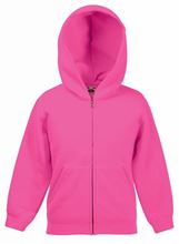 Picture of Kids hooded sweat jacket fruit of the loom Fuchsia
