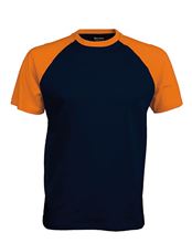 Picture of Tweekleurig baseball t-shirt Marine blauw - Oranje