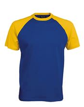 Picture of Tweekleurig baseball t-shirt Blauw - Geel