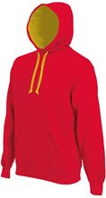 Picture of Contrast hooded sweatshirt Kariban Red / Yellow