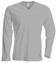 Picture of  Heren T-Shirt Lange Mouw V-Hals Oxford Grey