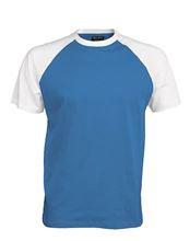 Picture of Tweekleurig baseball t-shirt Aqua blauw - Wit