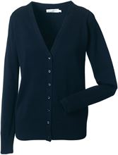 Picture of Ladies V-neck Cardigan Russell Collection Navy
