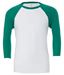 Driekwart Mouw Unisex Baseball T-Shirt wit-groen