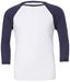 3/4 Mouw Unisex Baseball T-Shirt wit-navy