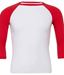Drie-kwart Mouw Unisex Baseball T-Shirt fluor wit-rood