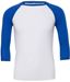 Drie-kwart Mouw Unisex Baseball T-Shirt fluor wit blauw