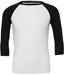 Driekwart Mouw Unisex Baseball T-Shirt fluor wit zwart