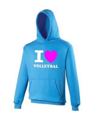 Blauwe  I Love Volleybal Hoodie