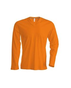 Oranje Heren T-Shirt Lange Mouw V-Hals