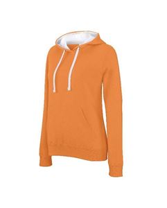 Oranje Dames Sweater Met Contrasterende Capuchon