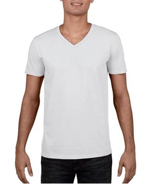 12 Witte Softstyle T- Shirts V-Hals
