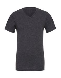 Unisex Jersey Deep V-Neck T-Shirt Dark Grey Heather
