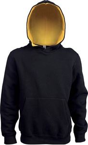 Kids Contrast Hooded Sweatshirt Kariban Black / Yellow