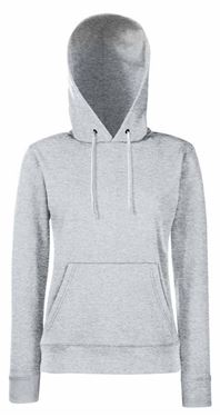 Picture of Fruit of the Loom Classic Lady-fit Hooded Sweat Heather Grey maat L